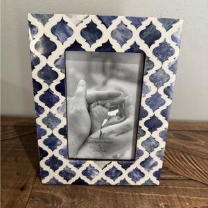 Blue And White 4"x6" Picture Frame Moroccan Arts Inspired Frames, MADE IN INDIA